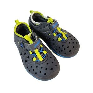 Phibian Kids Water Shoes Boys Girls Gray Blue Yellow Hook and Loop Size 7